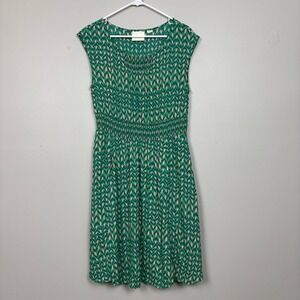 Maeve Dress Small Green Evaline Smocked Dress Lined Knee Length Anthropologie